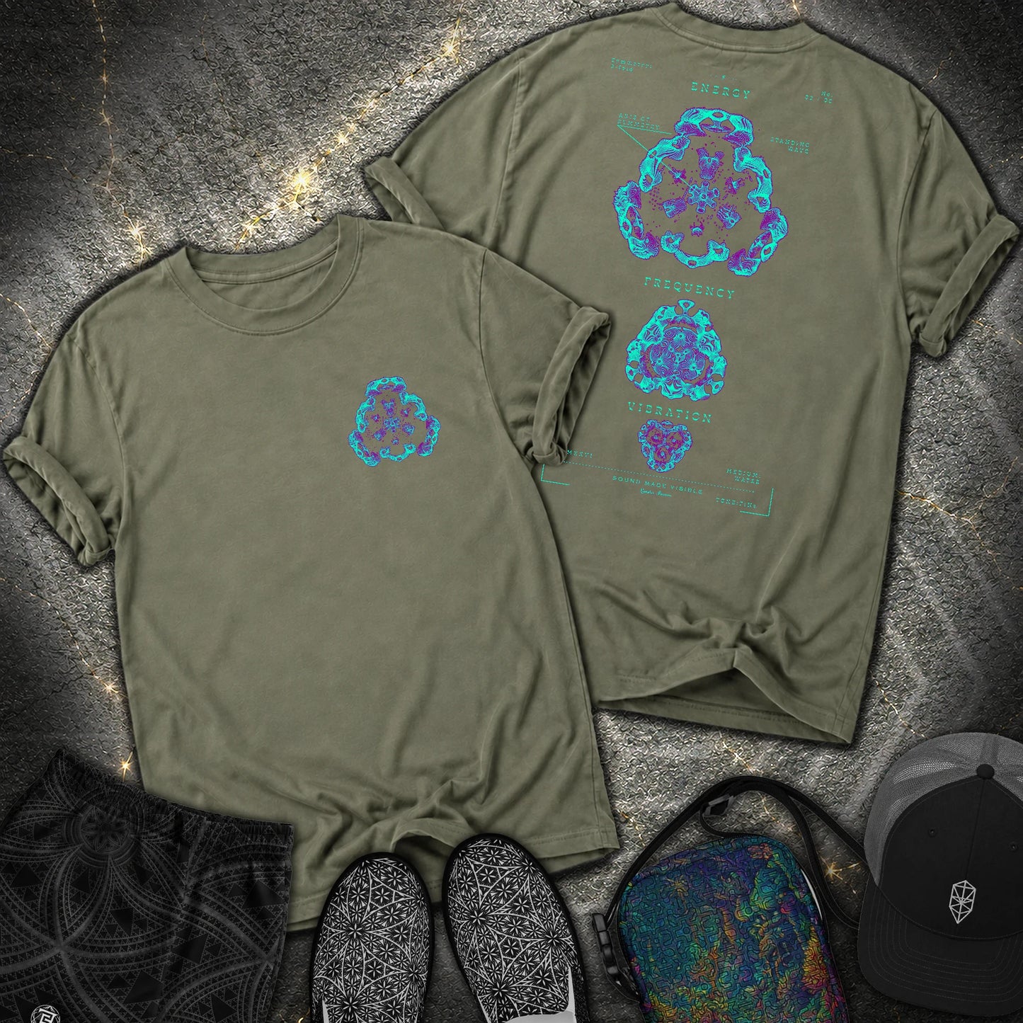 Sound Made Visible Cymatics 02 Comfort 2 Sided Comfort T-Shirt - Sound Made Visible Cymatics 02 Comfort 2 Sided Comfort T-Shirt - Sage