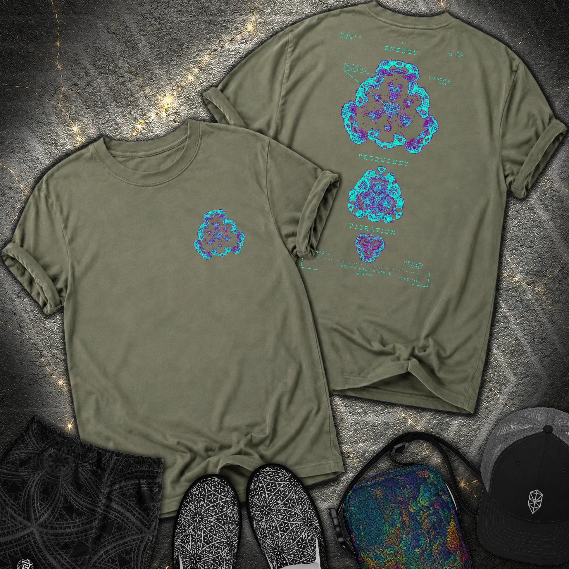 Sound Made Visible Cymatics 02 Comfort 2 Sided Comfort T-Shirt - Sound Made Visible Cymatics 02 Comfort 2 Sided Comfort T-Shirt - Sage