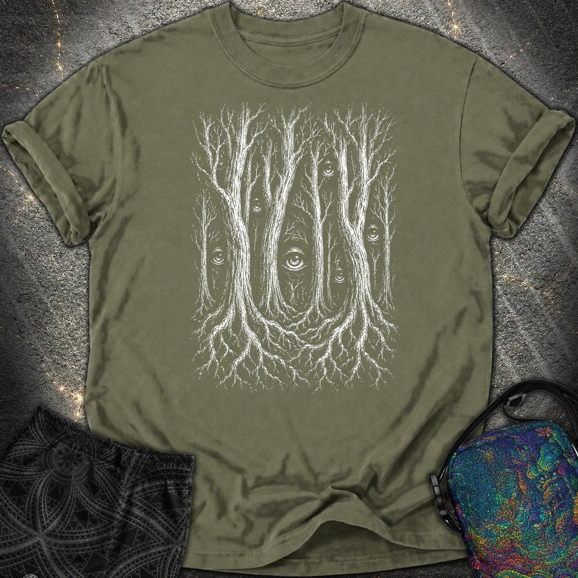 Forest Consciousness Watching Comfort T-Shirt - Forest Consciousness Watching Comfort T-Shirt - Sage