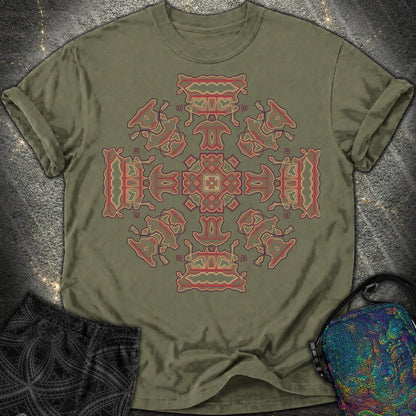 Shamanic Faces Geometric Comfort T-Shirt - Shamanic Faces Geometric Comfort T-Shirt - Sage