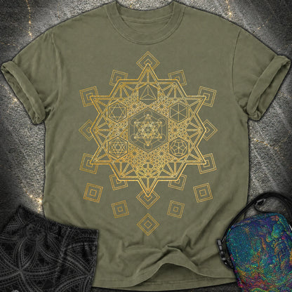 Metatron and Platonic Solids T-Shirt - Metatron and Platonic Solids Comfort T-Shirt - Sage
