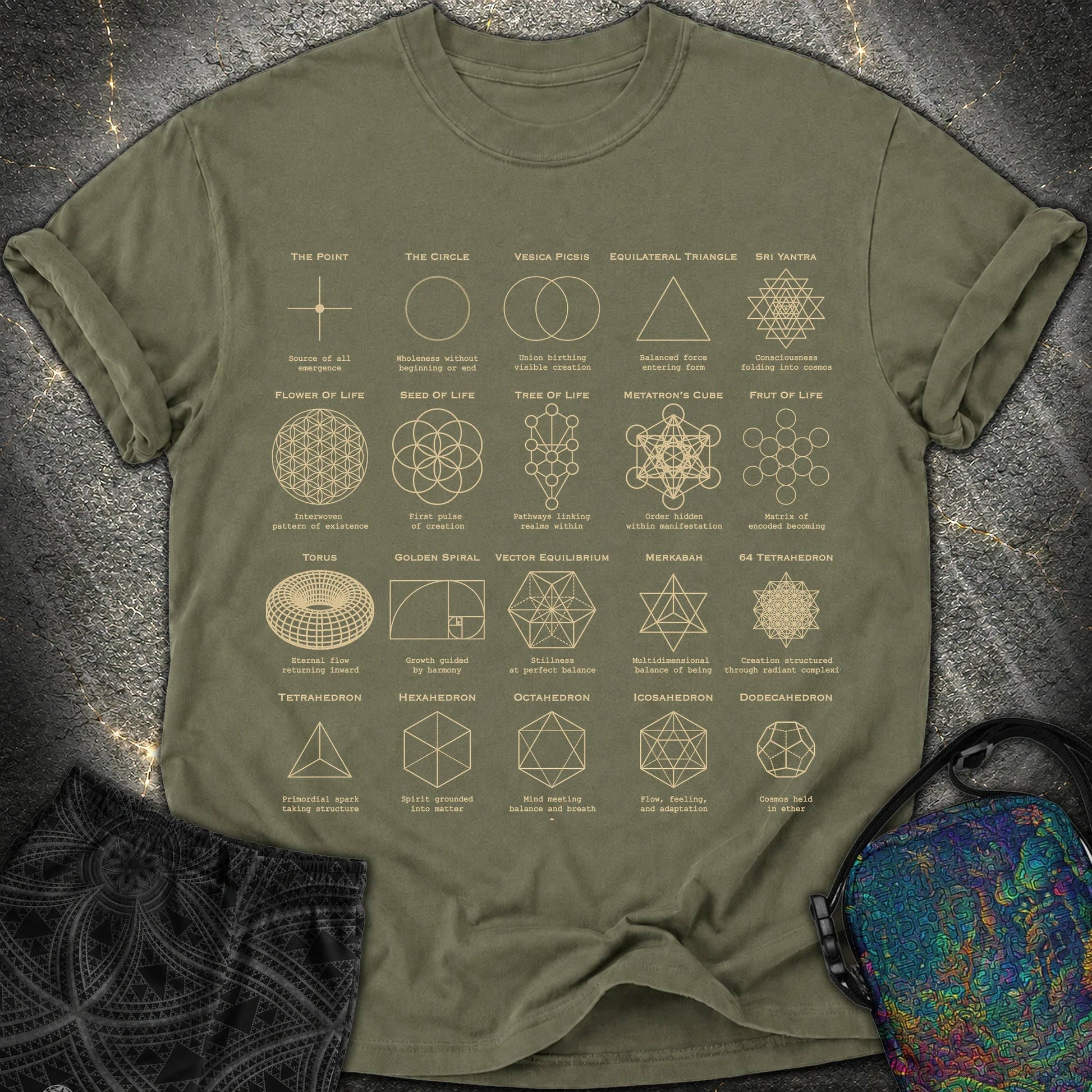 Sacred Geometry Figures Comfort T-Shirt - Sacred Geometry Figures Comfort T-Shirt - Sage