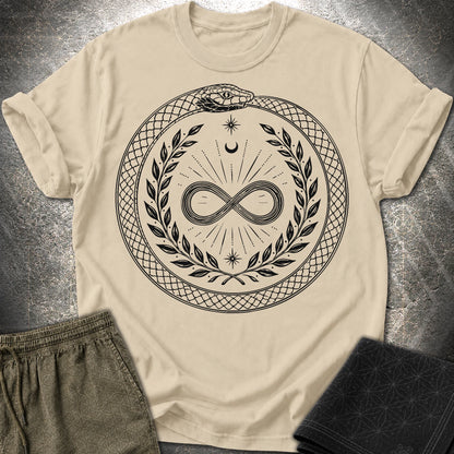 888 Ouroboros Infinity Unisex T-Shirt - 888 Ouroboros Infinity Unisex T-Shirt - Sand