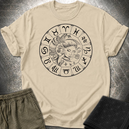 Sun Moon Zodiac T-Shirt - Sun Moon Zodiac T-Shirt - Sand