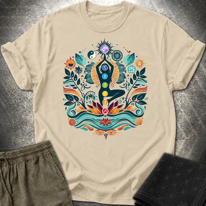 Yoga Chakras T-Shirt - Yoga Chakras T-Shirt - Sand