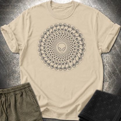 Alien Mushroom Spiral T-Shirt - Alien Mushroom Spiral T-Shirt - Sand