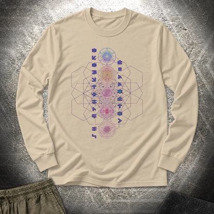 Everything Is Connected Sacred Geometry - Everything Is Connected Sacred Geometry Long Sleeve Shirt - Sand