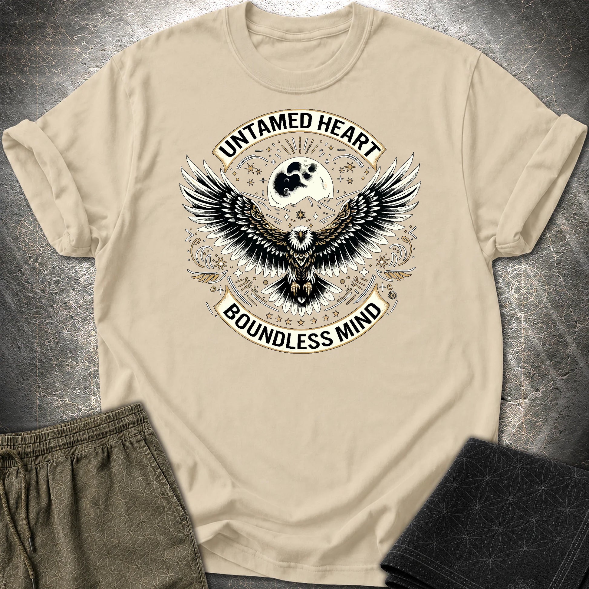 Untamed Heart Boundless Mind T-Shirt - Untamed Heart Boundless Mind T-Shirt - Sand