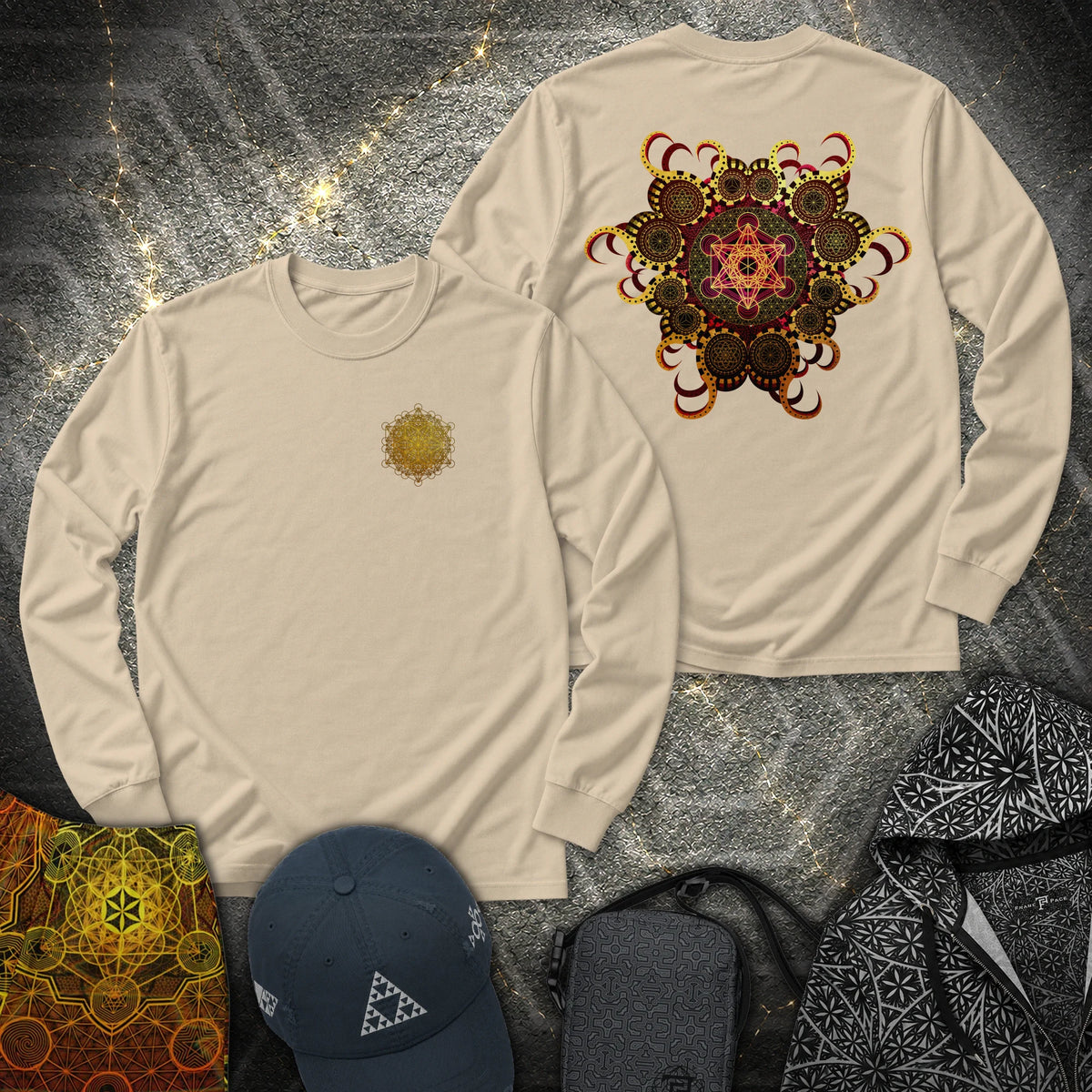Organic Metatron 2 Sided - Organic Metatron 2 Sided Long Sleeve Shirt - Sand