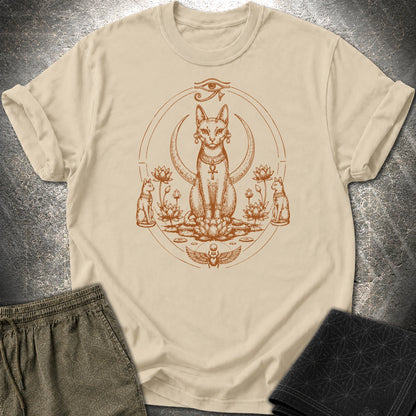 Sacred Cat Among Lotus Blooms - Sacred Cat Among Lotus Blooms T-Shirt - Sand