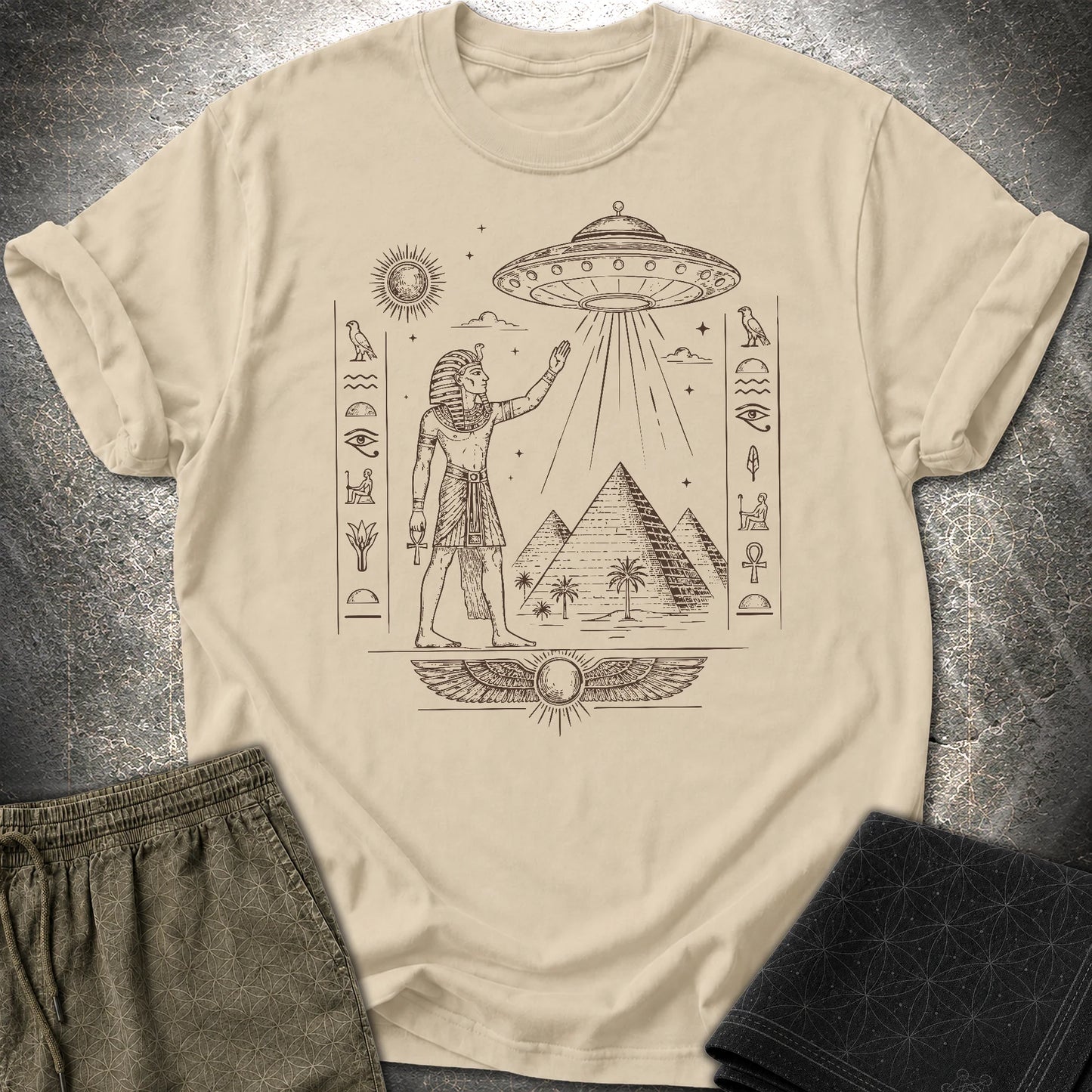Pharaoh Beneath the Star Vessel - Pharaoh Beneath the Star Vessel T-Shirt - Sand