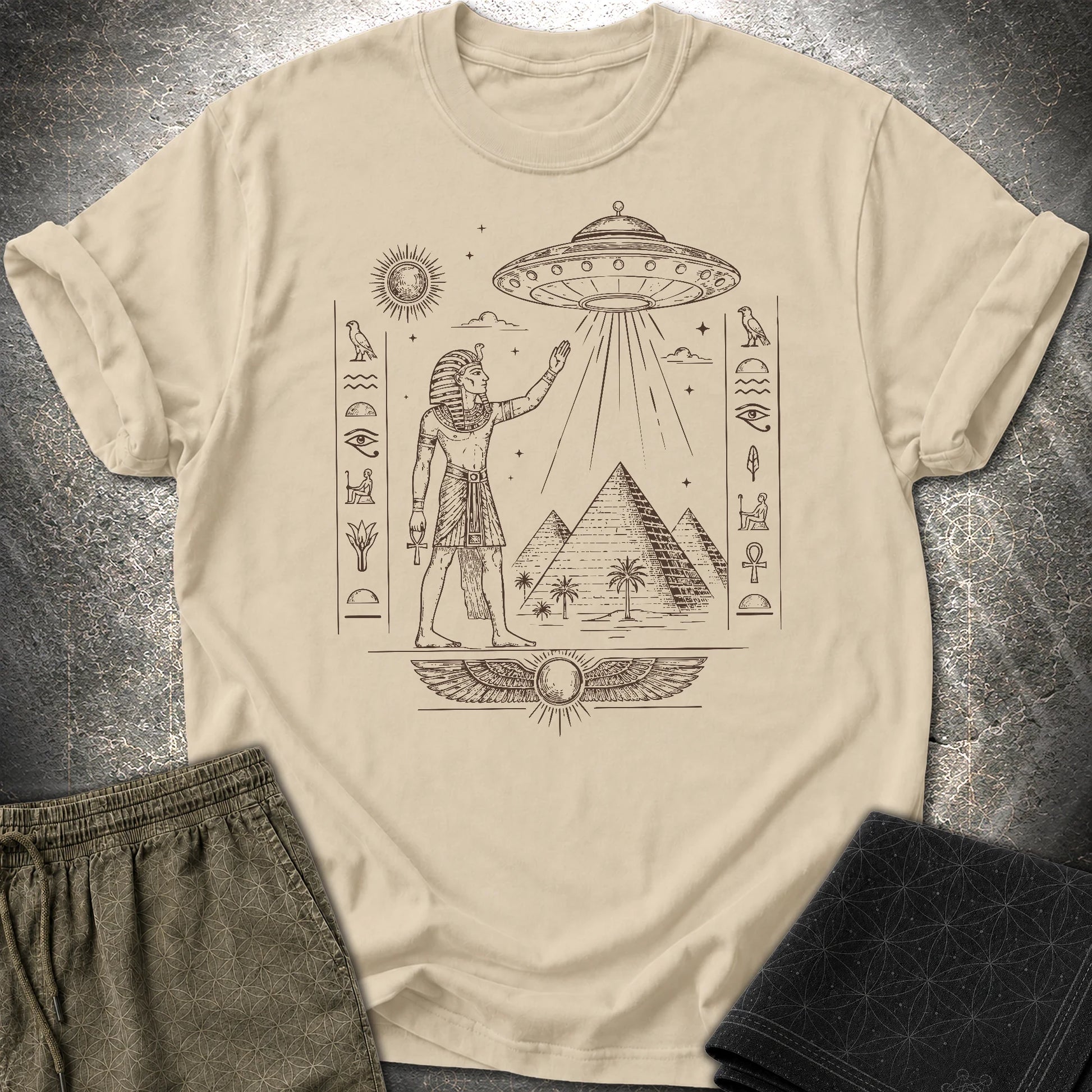 Pharaoh Beneath the Star Vessel - Pharaoh Beneath the Star Vessel T-Shirt - Sand