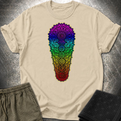 Chakra Spectrum Grounding Grid T-Shirt - Chakra Spectrum Grounding Grid T-Shirt - Sand