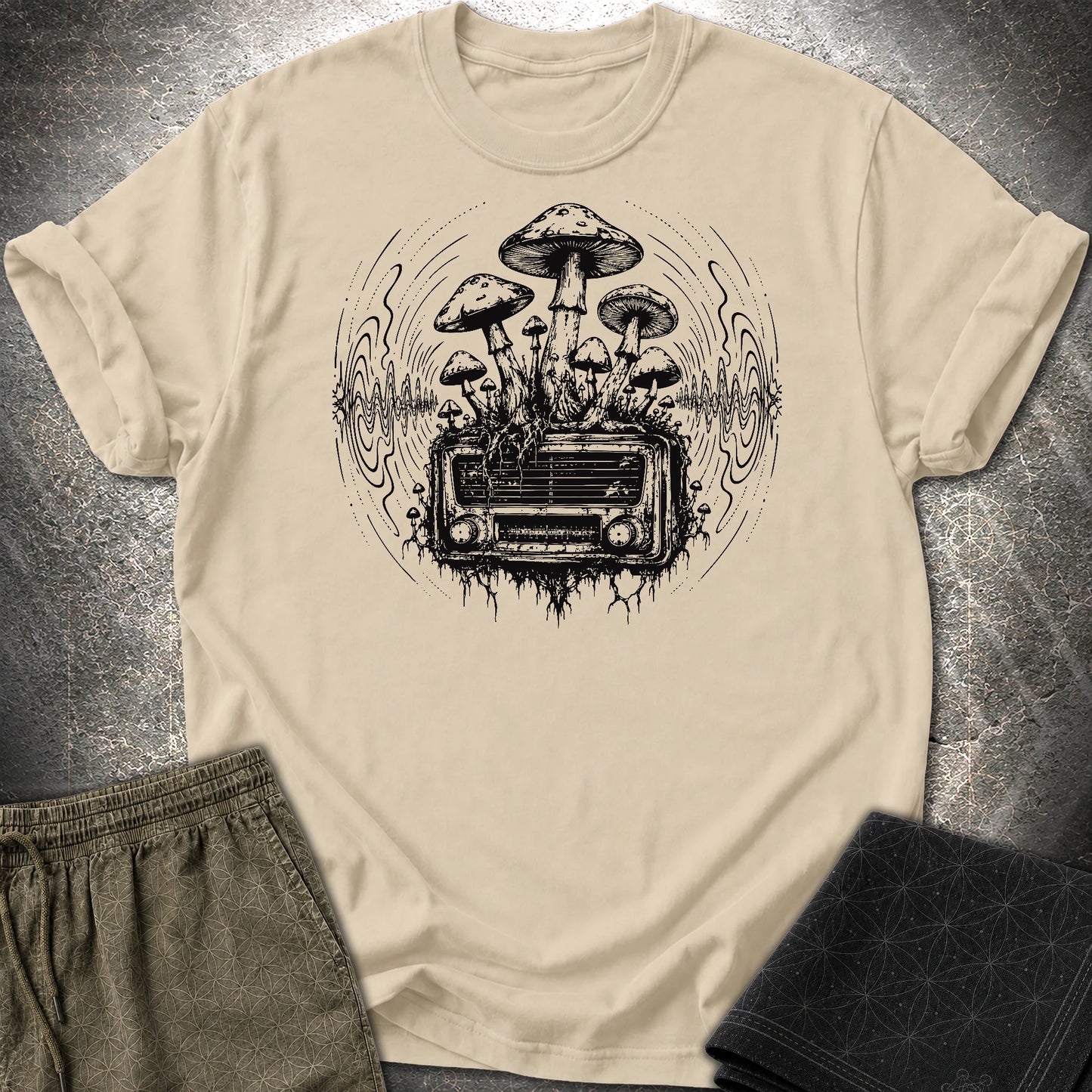 Mushroom Radio - Mushroom Radio T-Shirt - Sand