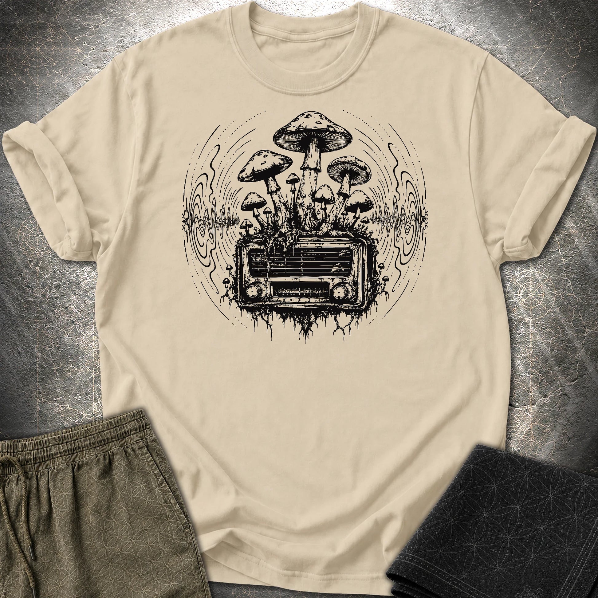 Mushroom Radio - Mushroom Radio T-Shirt - Sand