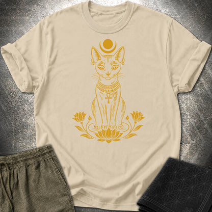 Sacred Cat of the Moon - Sacred Cat of the Moon T-Shirt - Sand