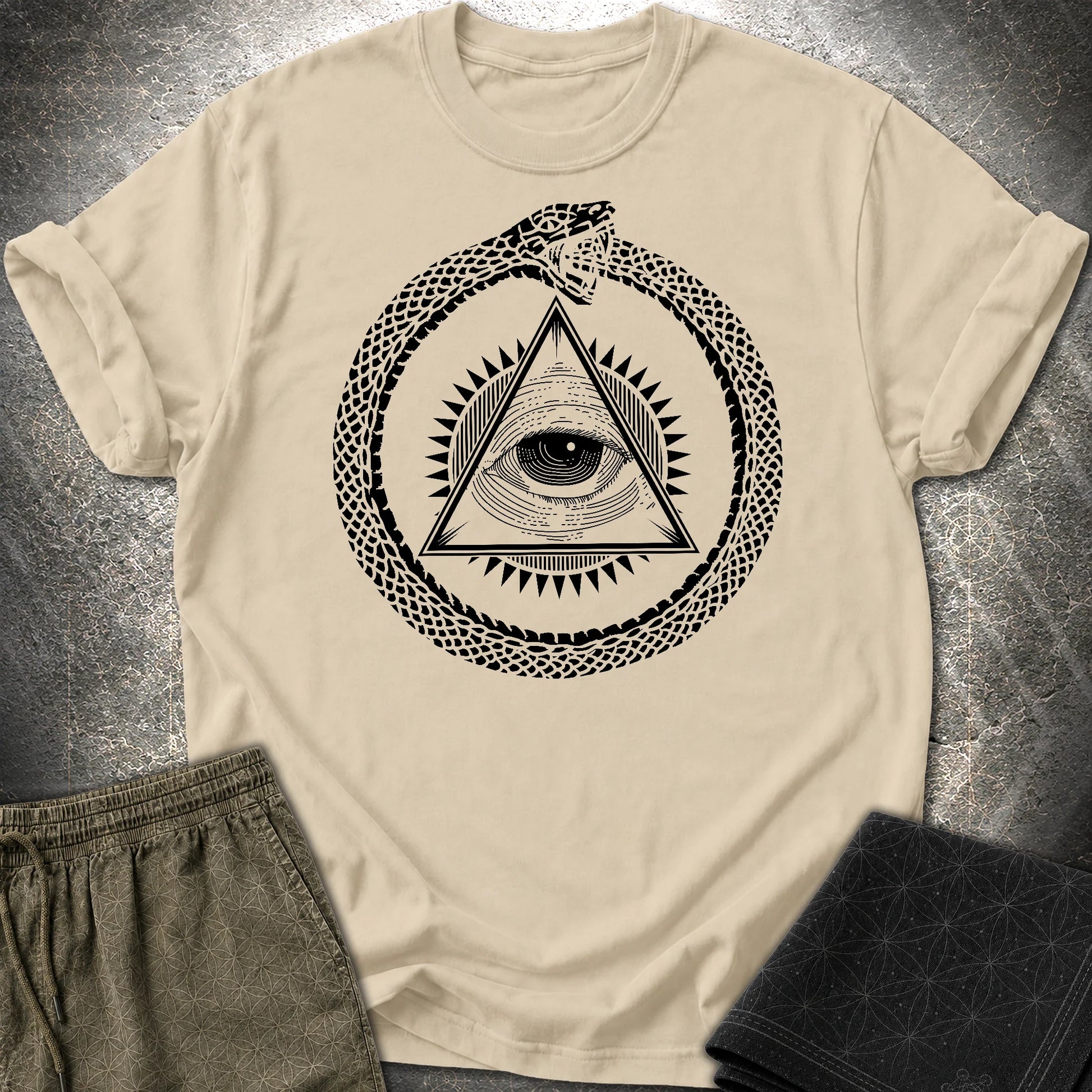 Ouroboros Eye of Providence T-Shirt - Ouroboros Eye of Providence T-Shirt - Sand
