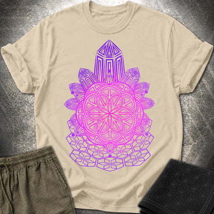 Crystal Seed Sacred Geometry T-Shirt - Crystal Seed Sacred Geometry T-Shirt - Sand