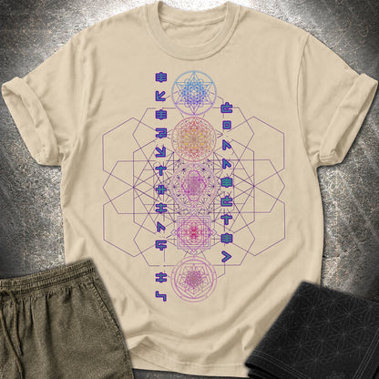 Everything Is Connected Sacred Geometry T-Shirt - Everything Is Connected Sacred Geometry T-Shirt - Sand