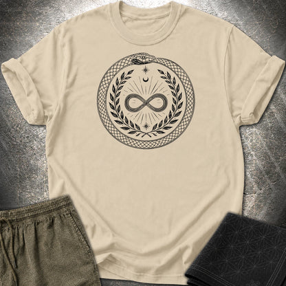 888 Ouroboros Infinity Unisex T-Shirt - 888 Ouroboros Infinity Unisex T-Shirt - Sand