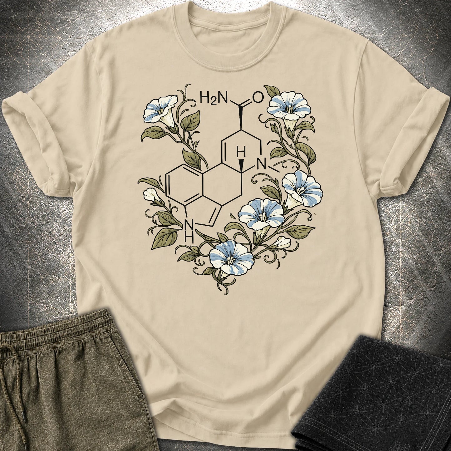 Morning Glory Molecule Color - Morning Glory Molecule Color T-Shirt - Sand
