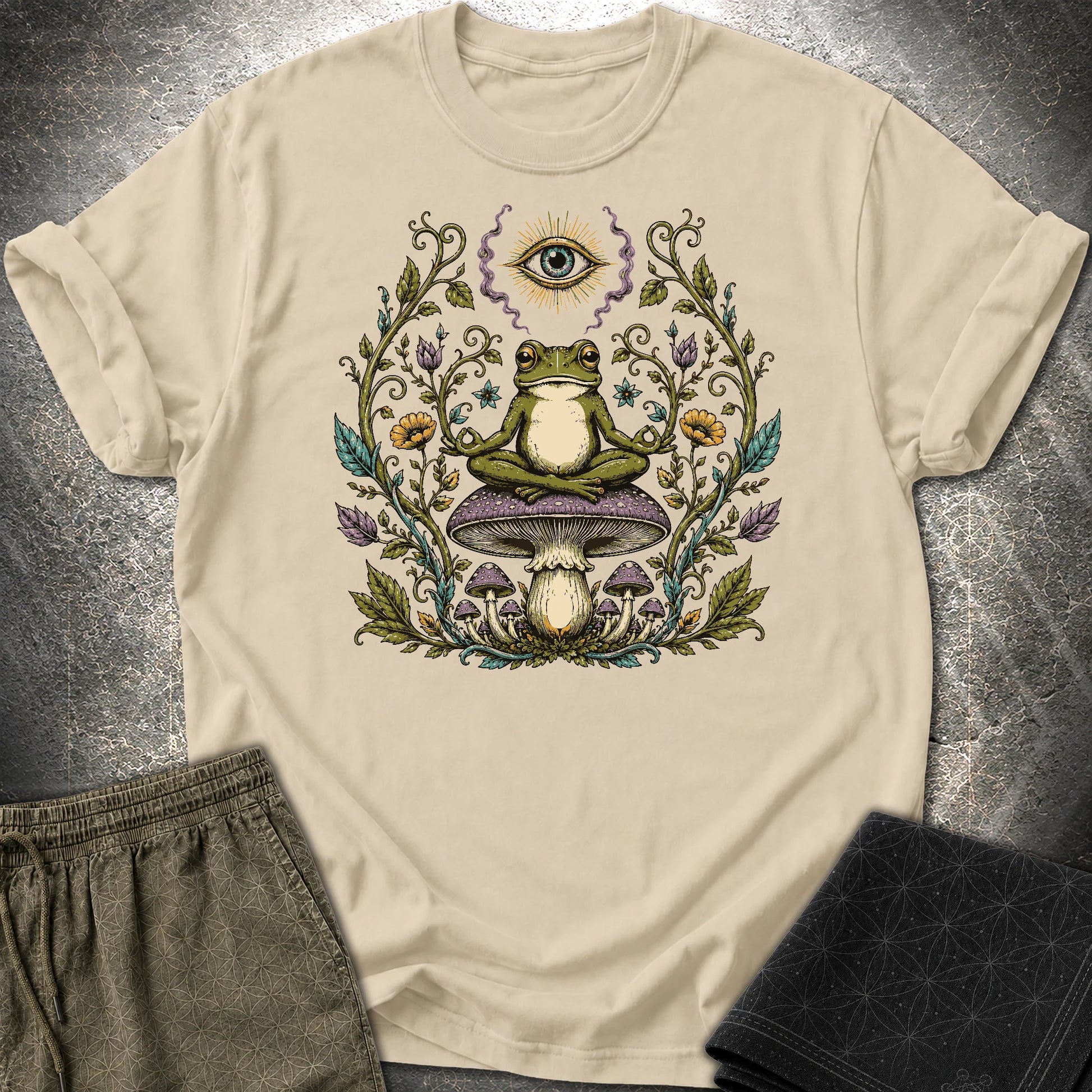 enlightened Frog - enlightened Frog T-Shirt - Sand
