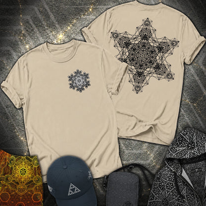 Metatron Fractal Star 2 Sided T-Shirt - Metatron Fractal Star 2 Sided T-Shirt - Sand