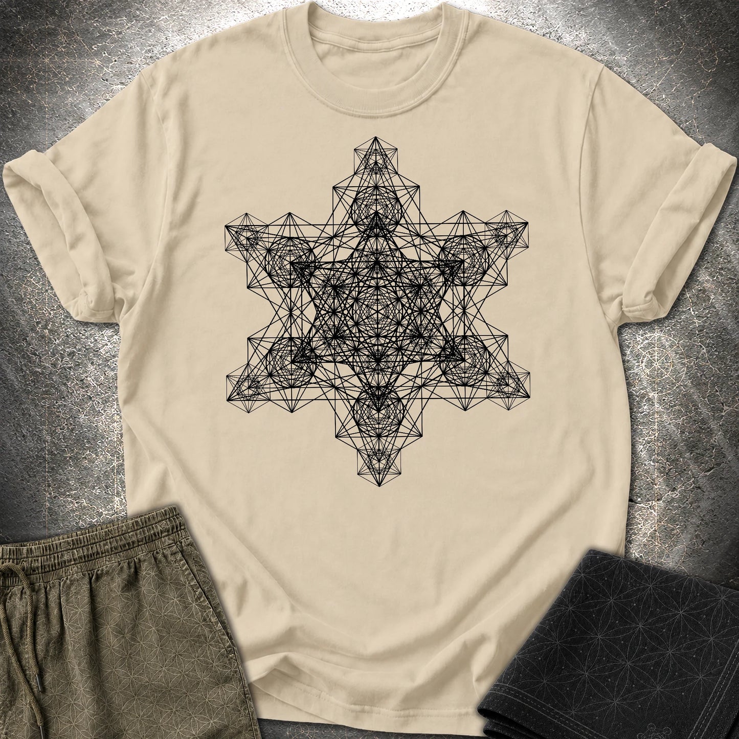 Metatron Fractal Star T-Shirt - Metatron Fractal Star T-Shirt - Sand