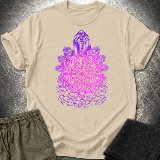 Crystal Seed Sacred Geometry T-Shirt - Crystal Seed Sacred Geometry T-Shirt - Sand