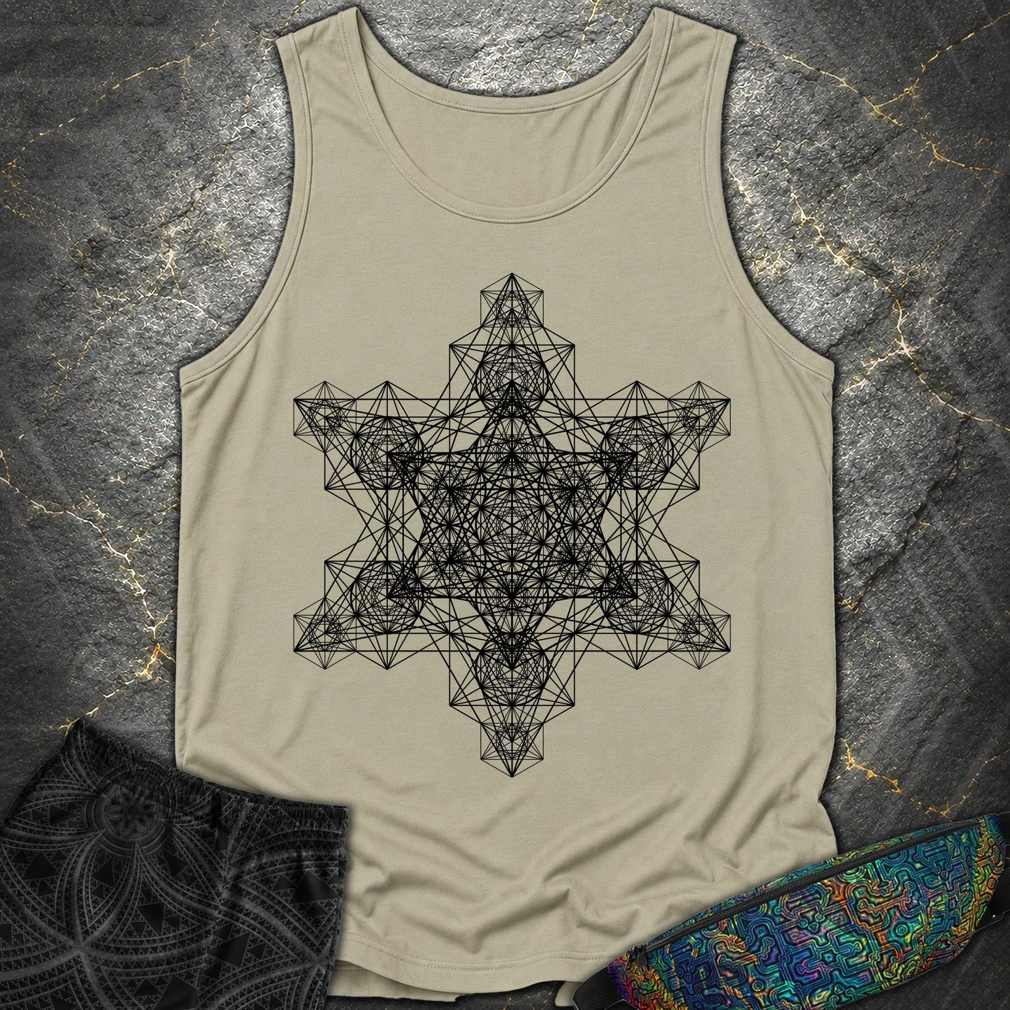 Metatron Fractal Star Tank Top - Metatron Fractal Star Tank Top - Sandstone