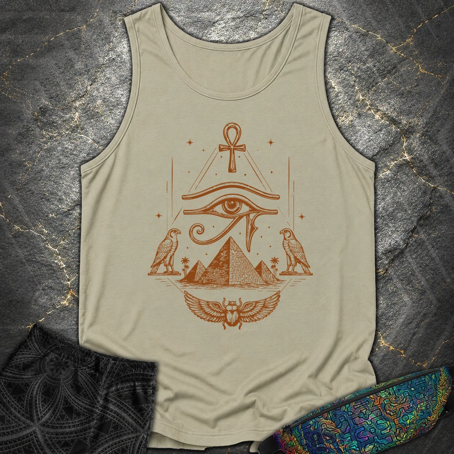 Eye Above the Ancient Pyramids - Eye Above the Ancient Pyramids Comfort Tank Top - Sandstone