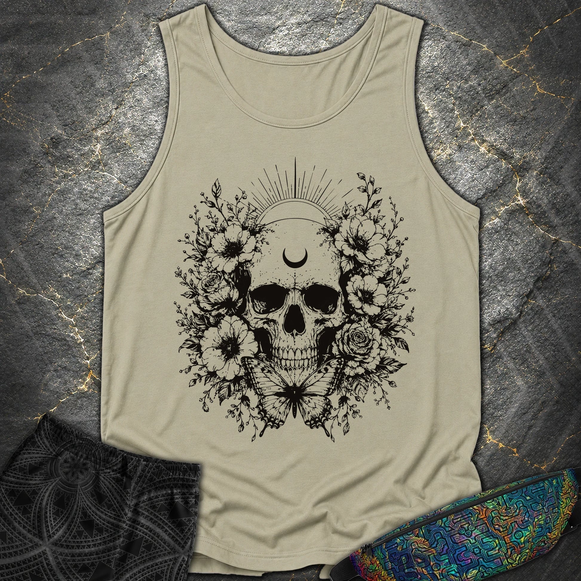 Moon Phases Moth - Moon Phases Moth Comfort Tank Top - Sandstone