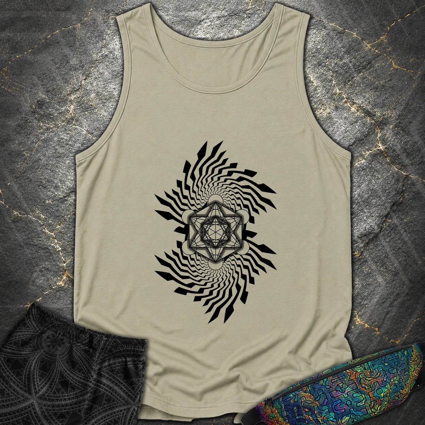 Spiral Metatron T-Shirt - Spiral Metatron Comfort Tank Top - Sandstone