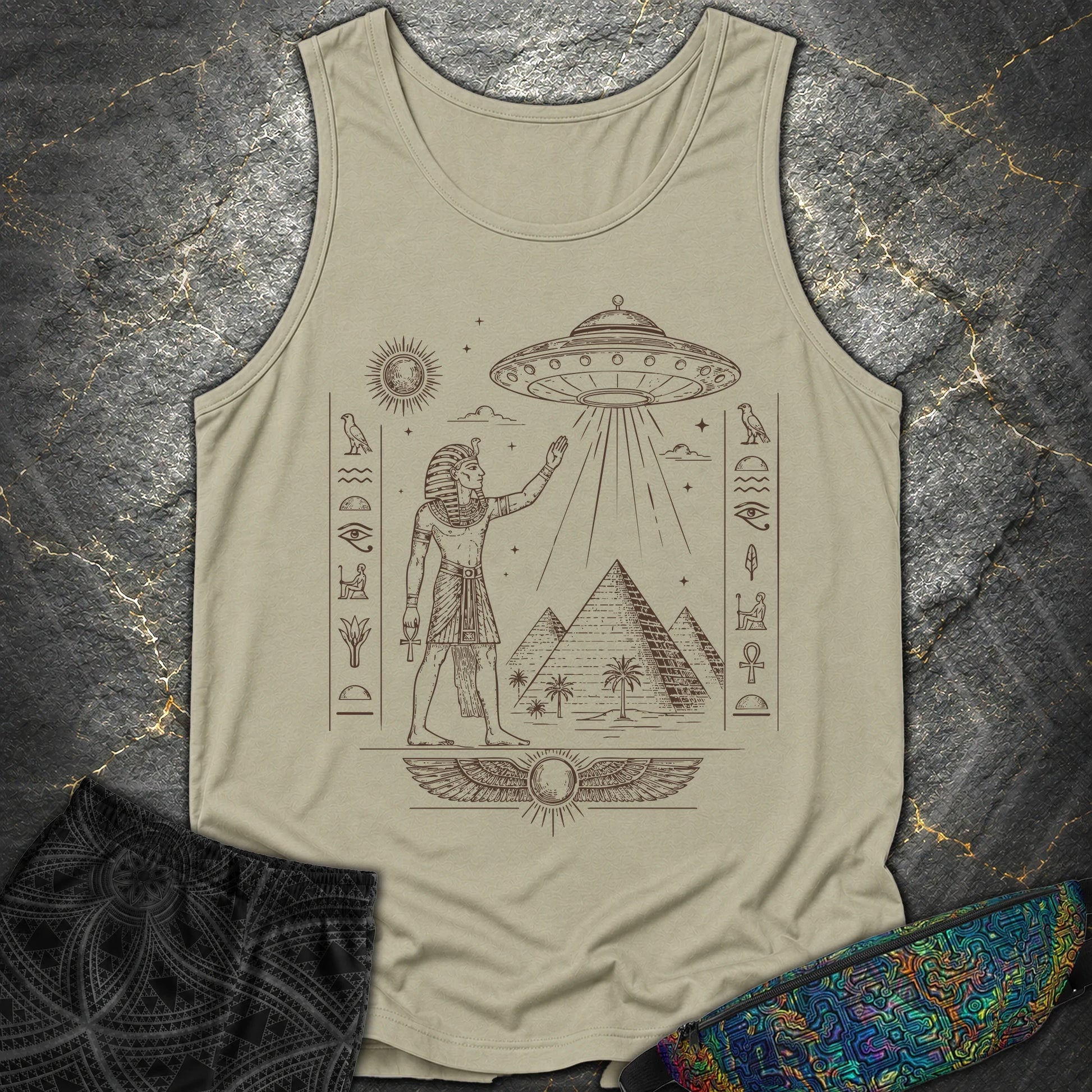 Pharaoh Beneath the Star Vessel - Pharaoh Beneath the Star Vessel Comfort Tank Top - Sandstone