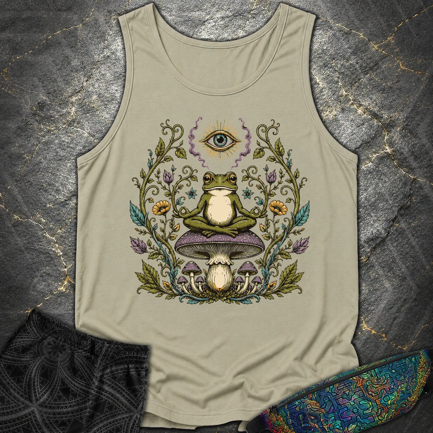 enlightened Frog - enlightened Frog Comfort Tank Top - Sandstone