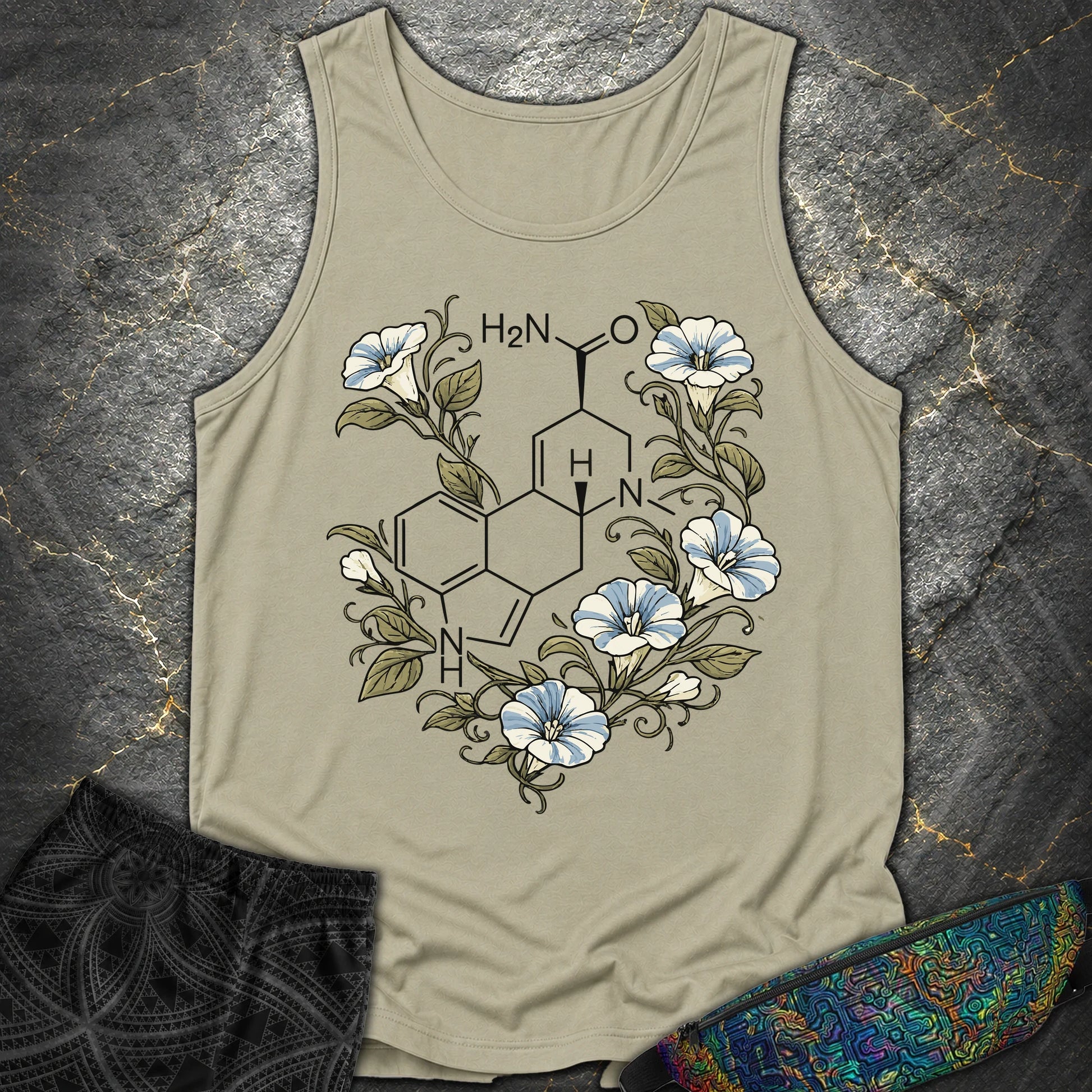Morning Glory Molecule Color - Morning Glory Molecule Color Comfort Tank Top - Sandstone