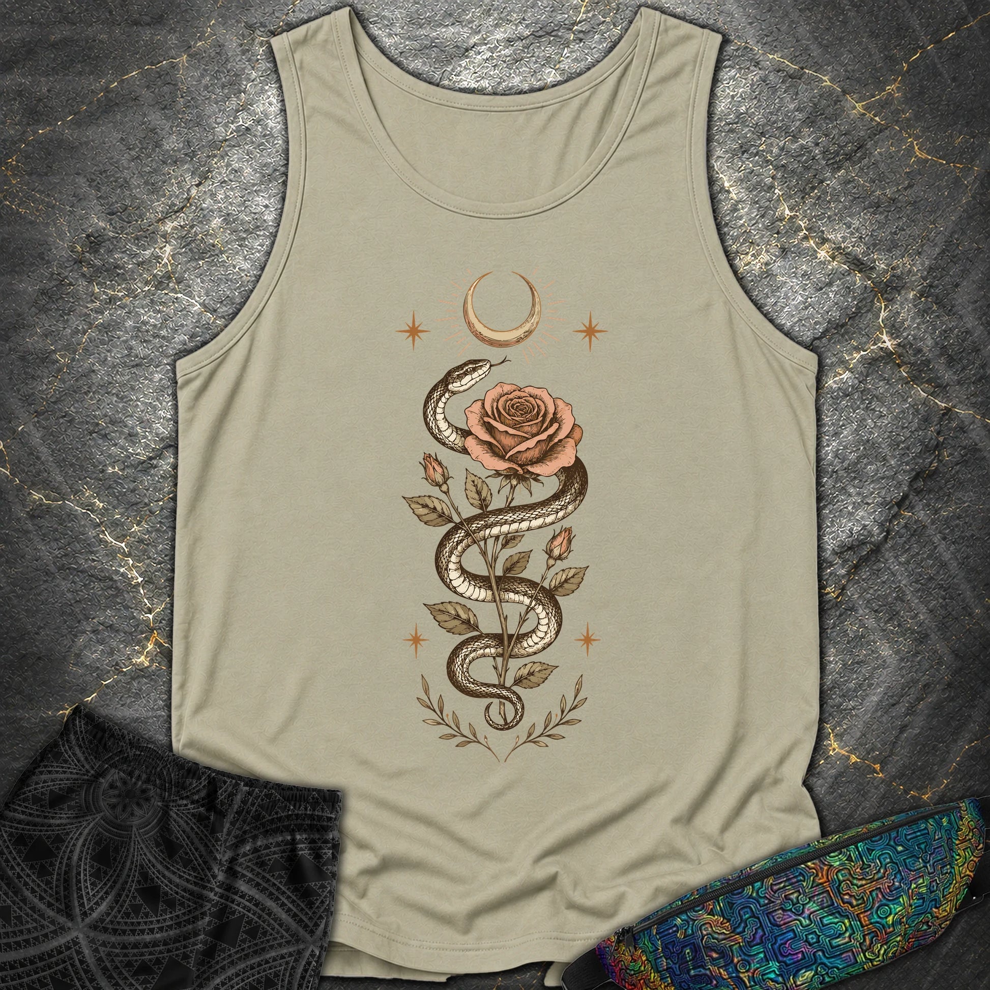 Snake Rose Moon - Snake Rose Moon Comfort Tank Top - Sandstone