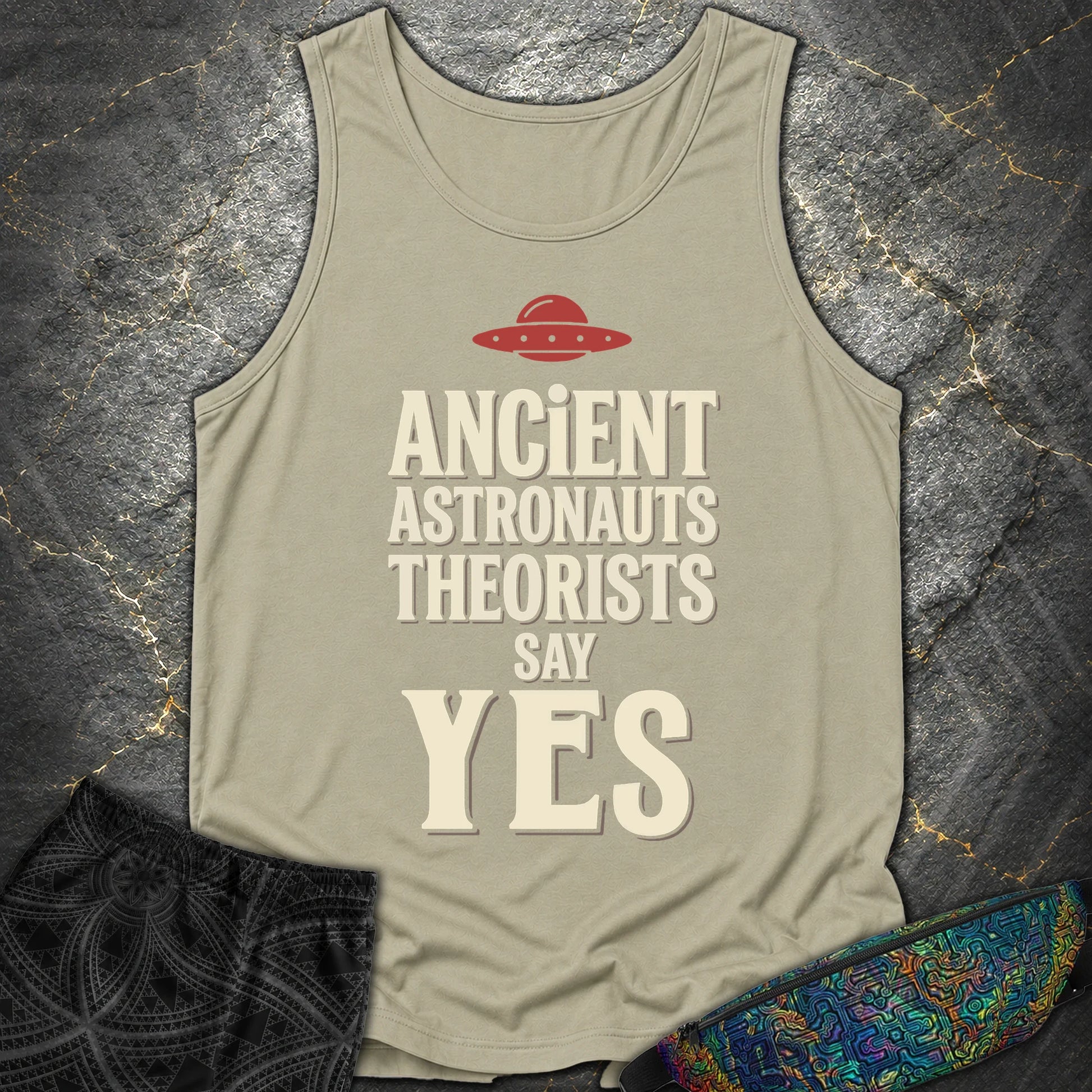 Ancient Astronaut Sey Yes 3 - Ancient Astronaut Sey Yes 3 Comfort Tank Top - Sandstone