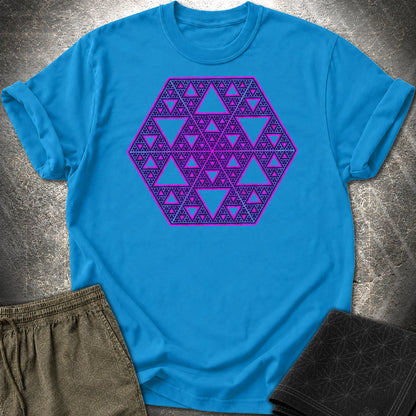 Sierpinski Star Fractal Bloom T-Shirt - Sierpinski Star Fractal Bloom T-Shirt - Sapphire