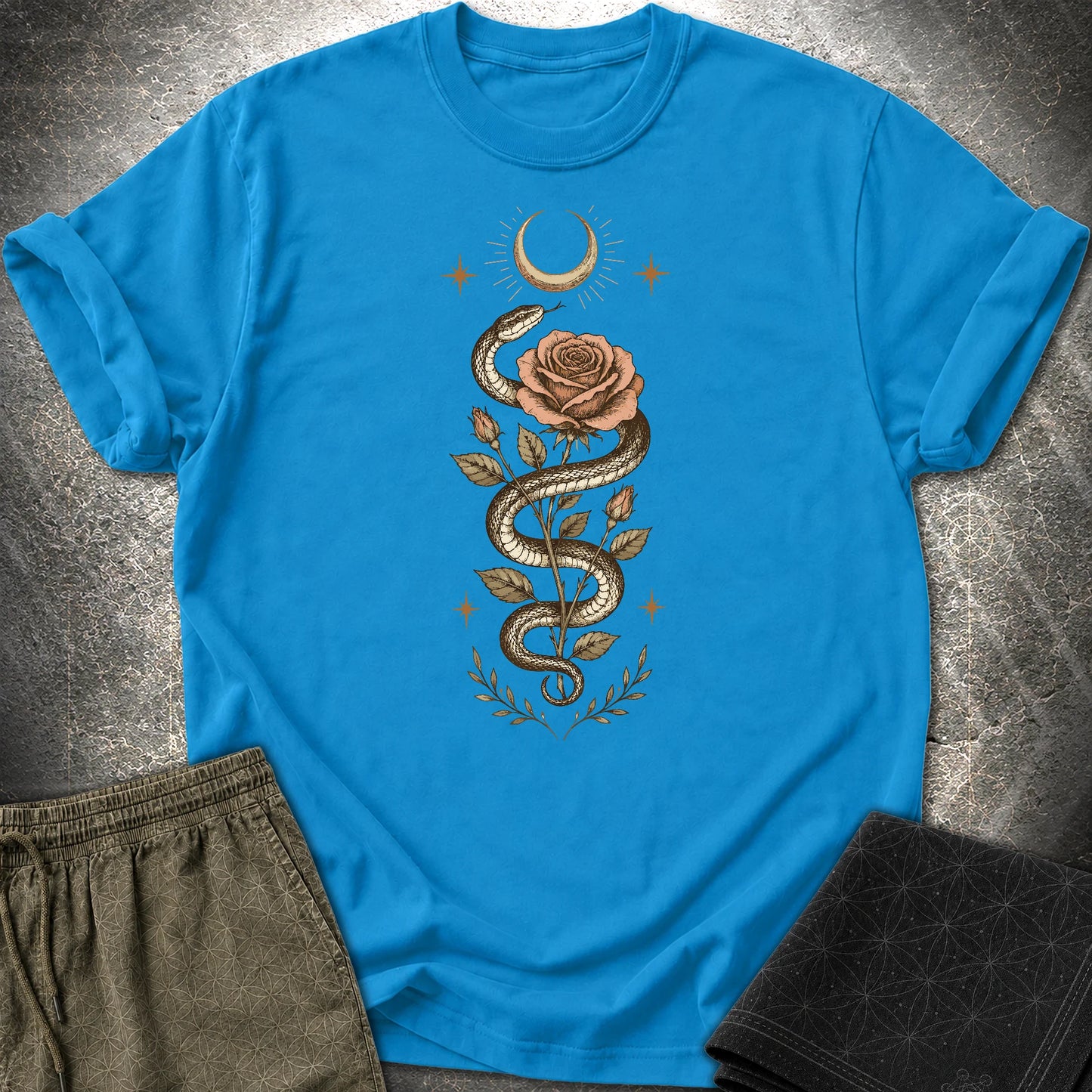 Snake Rose Moon - Snake Rose Moon T-Shirt - Sapphire