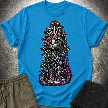 Trippy Mushroom Cat T-Shirt - Trippy Mushroom Cat T-Shirt - Sapphire