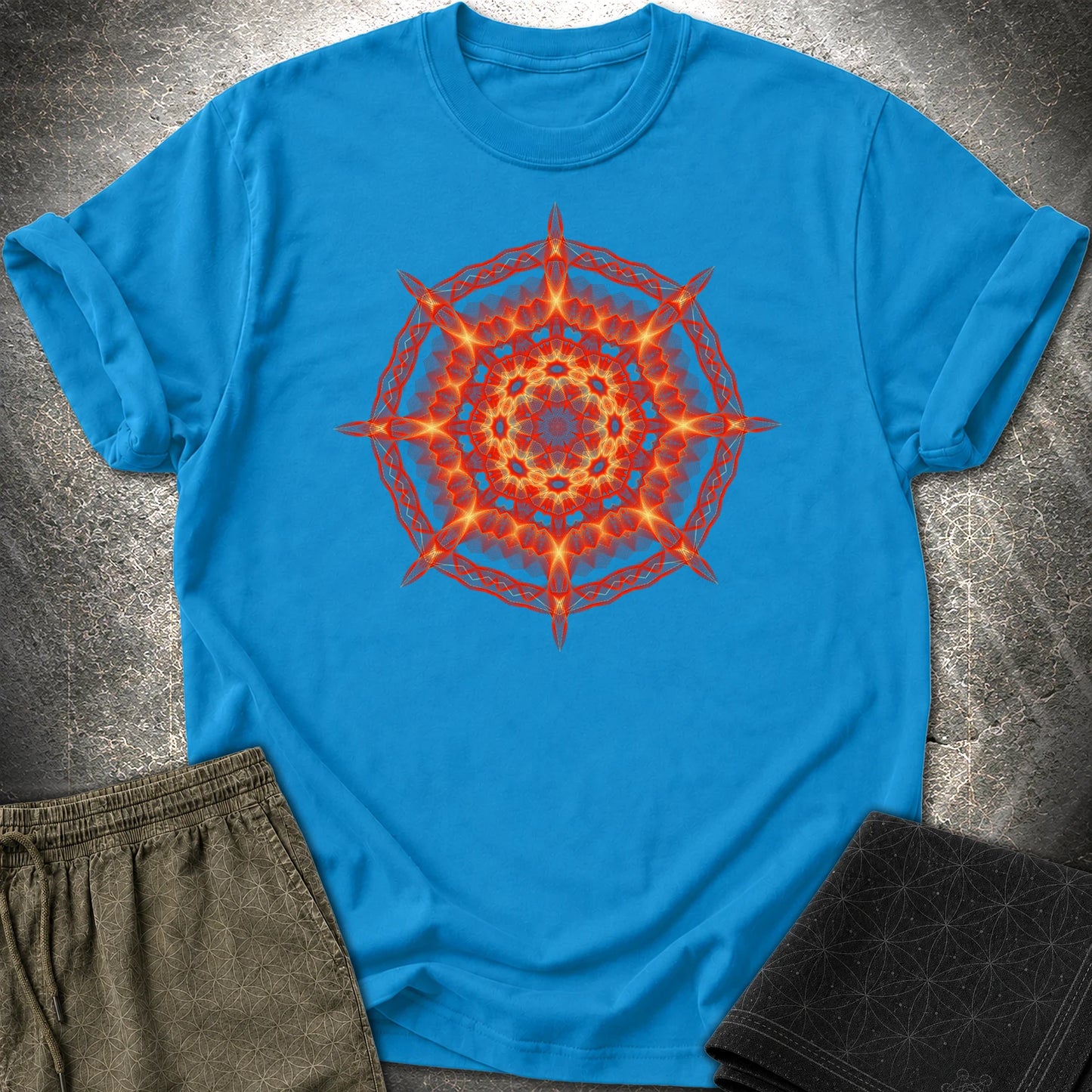 Radiant Geometry Portal Mandala - Radiant Geometry Portal Mandala T-Shirt - Sapphire