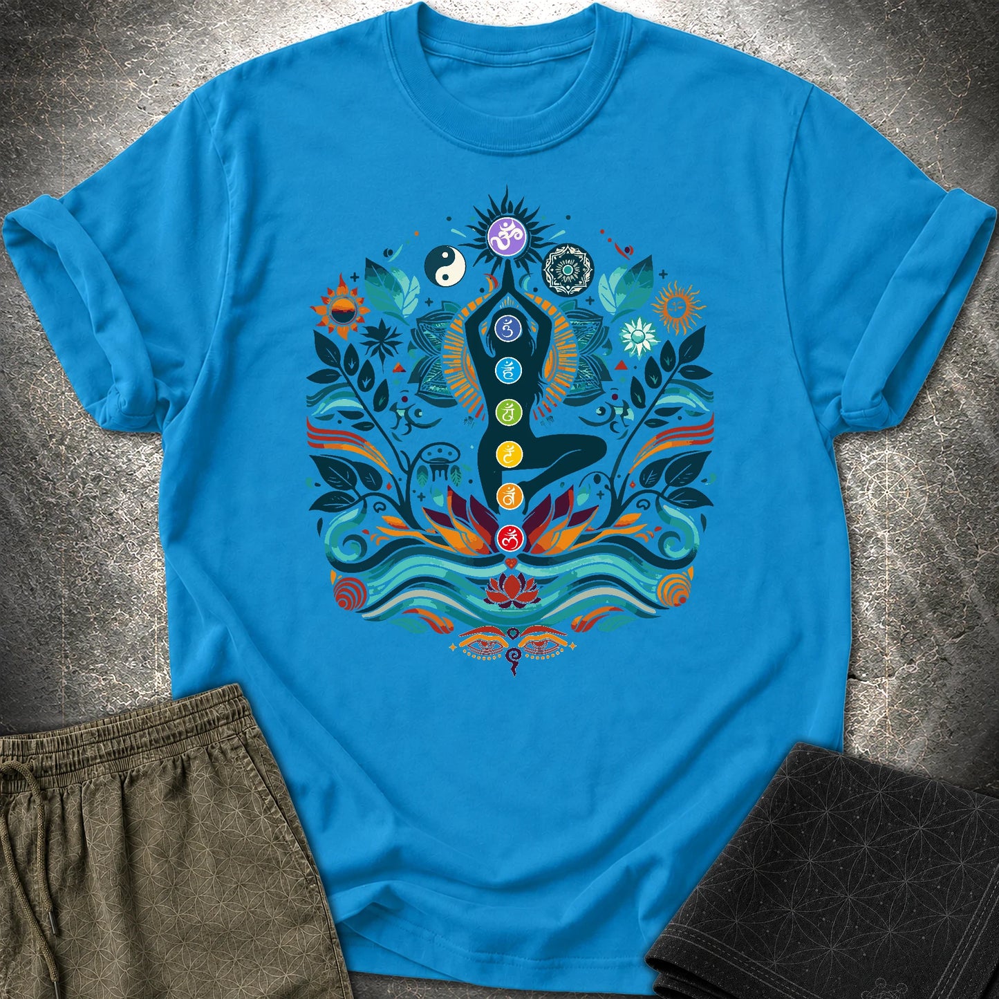 Yoga Chakras T-Shirt - Yoga Chakras T-Shirt - Sapphire