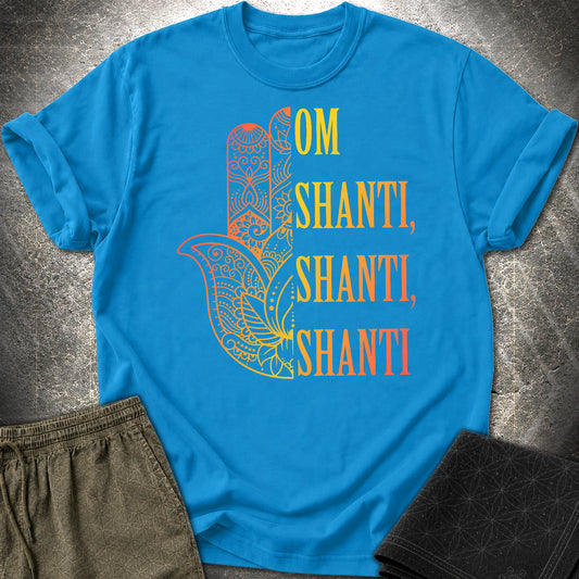 Hamsa Om Shanti T-Shirt - Hamsa Om Shanti T-Shirt - Sapphire