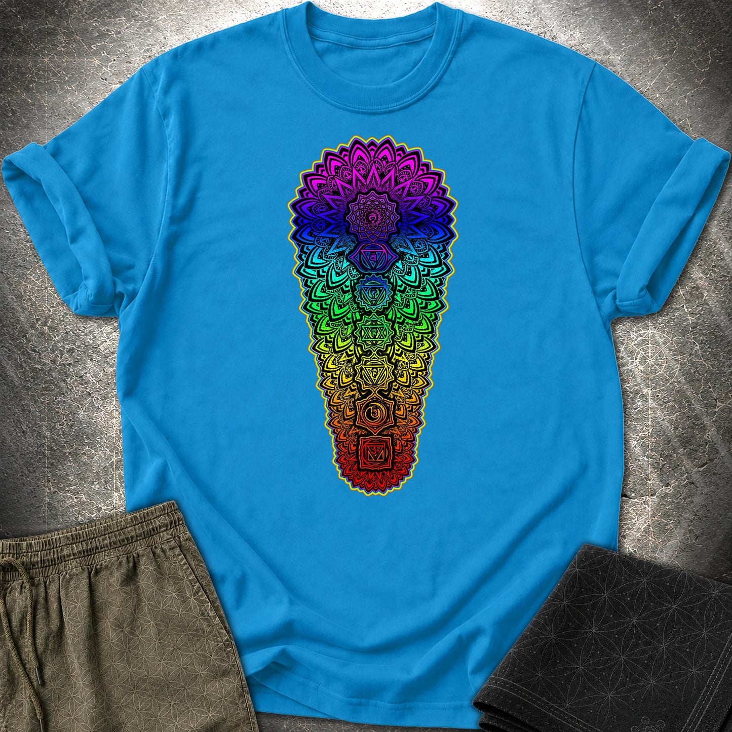 Chakra Spectrum Grounding Grid T-Shirt - Chakra Spectrum Grounding Grid T-Shirt - Sapphire