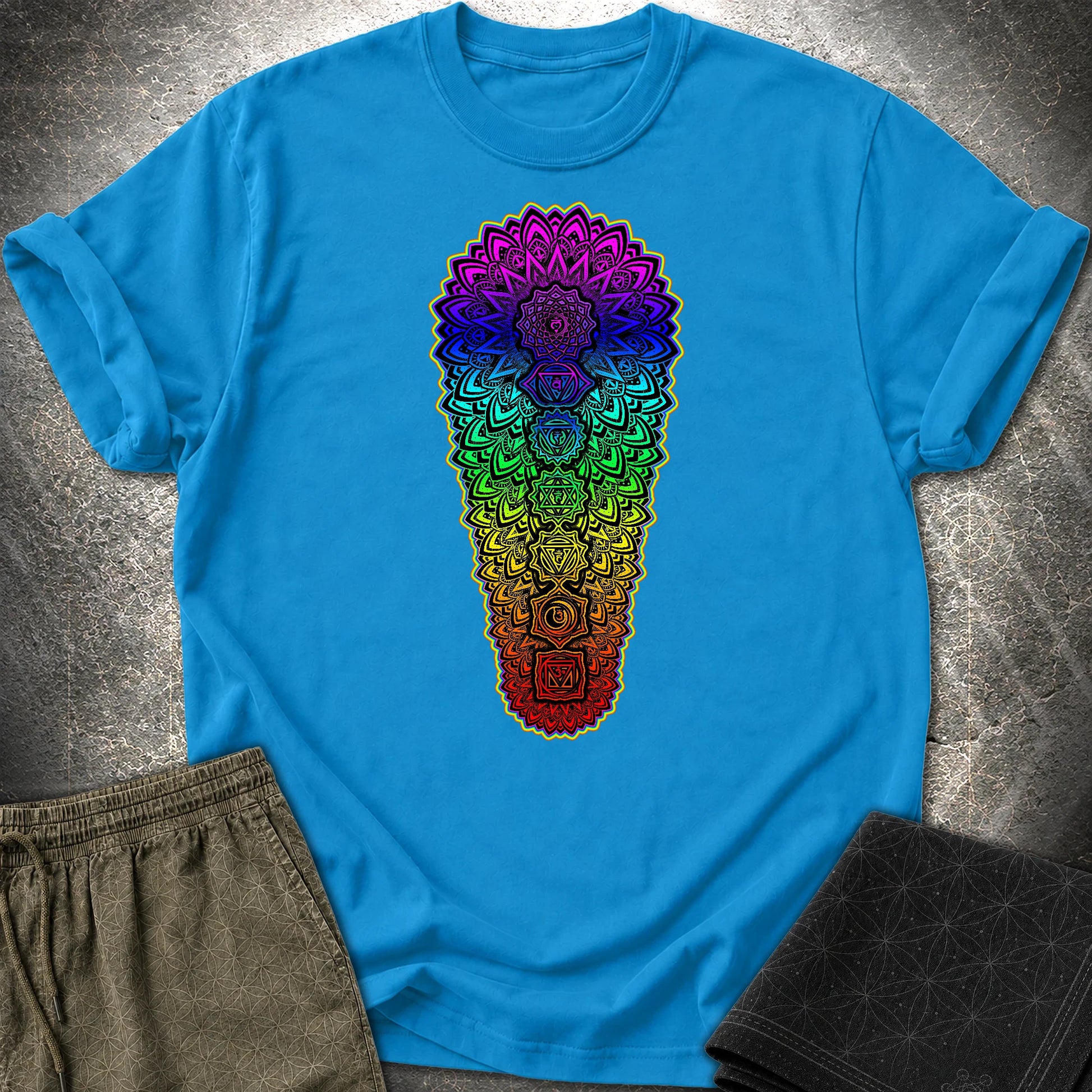 Chakra Spectrum Grounding Grid T-Shirt - Chakra Spectrum Grounding Grid T-Shirt - Sapphire