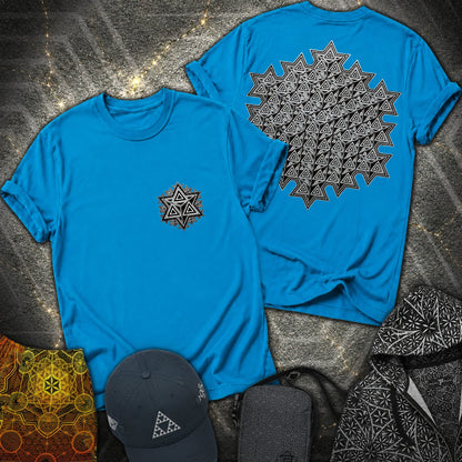 Sacred Silver Merkaba 2 Sided T-Shirt - Sacred Silver Merkaba 2 Sided T-Shirt - Sapphire