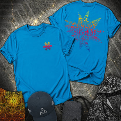 Colorful Stellated Dodecahedron 2 Sided T-Shirt - Colorful Stellated Dodecahedron 2 Sided T-Shirt - Sapphire