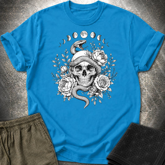 Skull Snake Moon Phases - Skull Snake Moon Phases T-Shirt - Sapphire