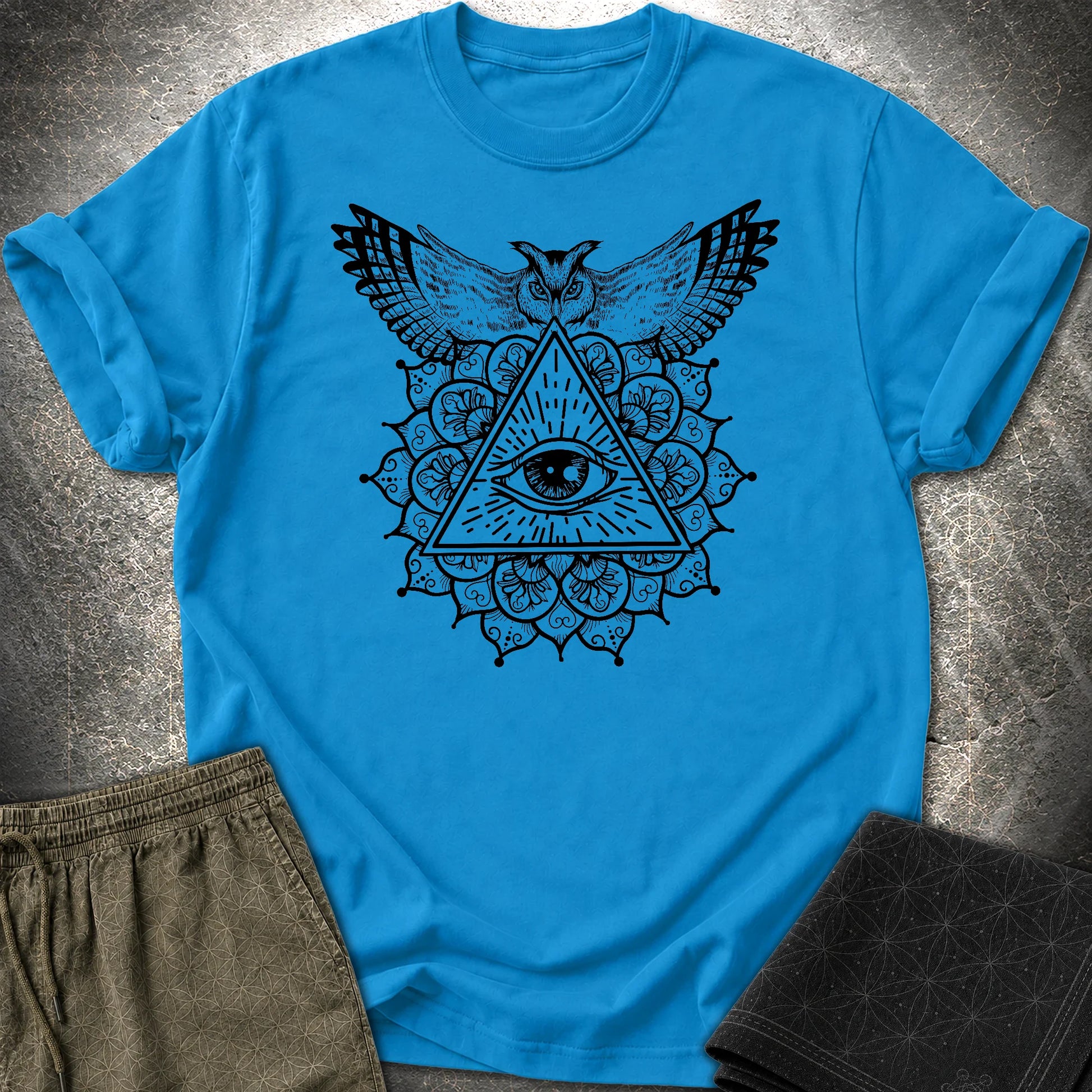 Owl Mandala Providence T-Shirt - Owl Mandala Providence T-Shirt - Sapphire
